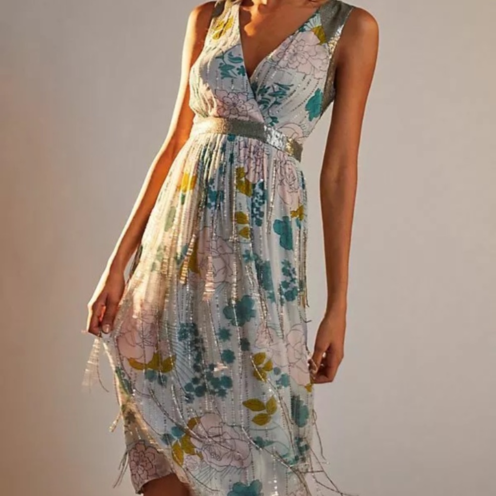 Anthropologie Sylvia dress 14 Large XL New NWT Holiday Sequins Beads Stunning !!